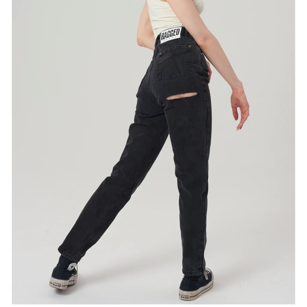 Black Ragged Jeans size 24 good condition with rip